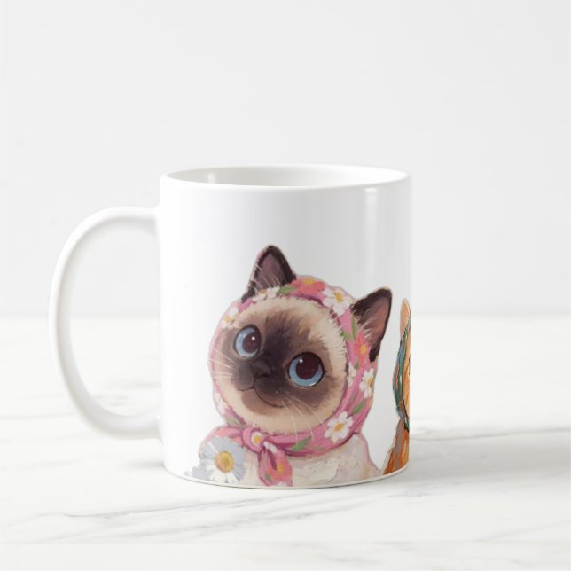 Adorable Fluffy Cat Lover Coffee Mug Kaffeetasse (Links)