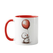 Adorable Fluffy Duckling mit Red Balloon