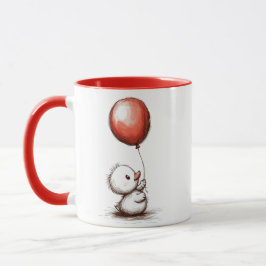 Adorable Fluffy Duckling mit Red Balloon Tasse
