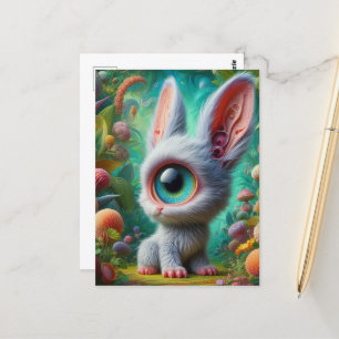 Adorable Fluffy Ein Mit Augen Hase Postkarte