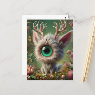 Adorable Fluffy Jackalope Kitten mit Single Eye Postkarte