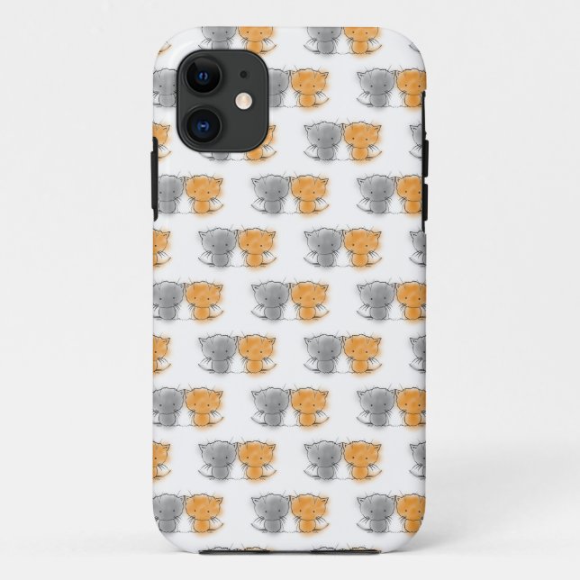 Adorable Fluffy Kittens Illustration Cat Art Case-Mate iPhone Hülle (Rückseite)