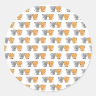 Adorable Fluffy Kittens Illustration Cat Art Runder Aufkleber