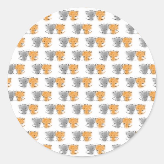 Adorable Fluffy Kittens Illustration Cat Art Runder Aufkleber (Vorderseite)