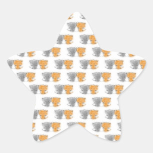 Adorable Fluffy Kittens Illustration Cat Art Stern-Aufkleber