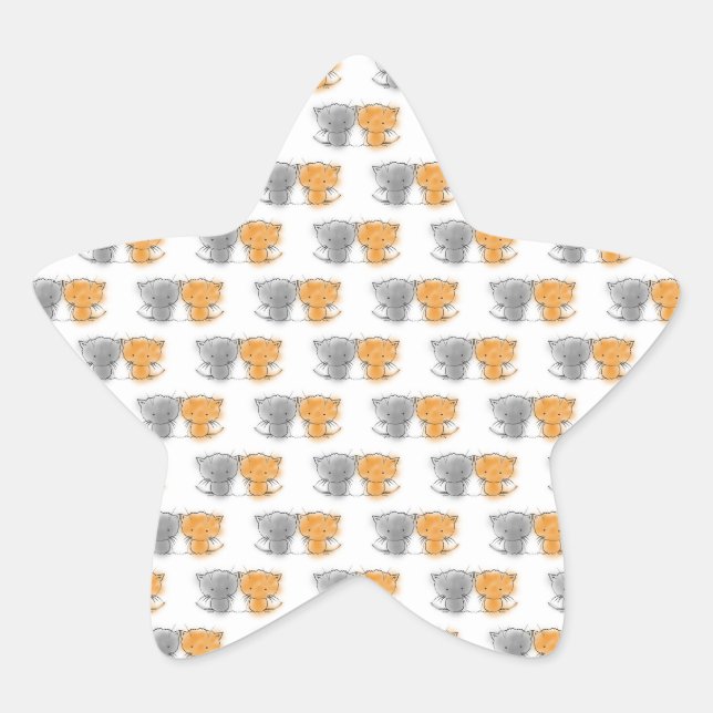 Adorable Fluffy Kittens Illustration Cat Art Stern-Aufkleber (Vorderseite)