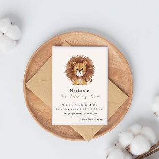 Adorable Fluffy Lion Birthday Einladung