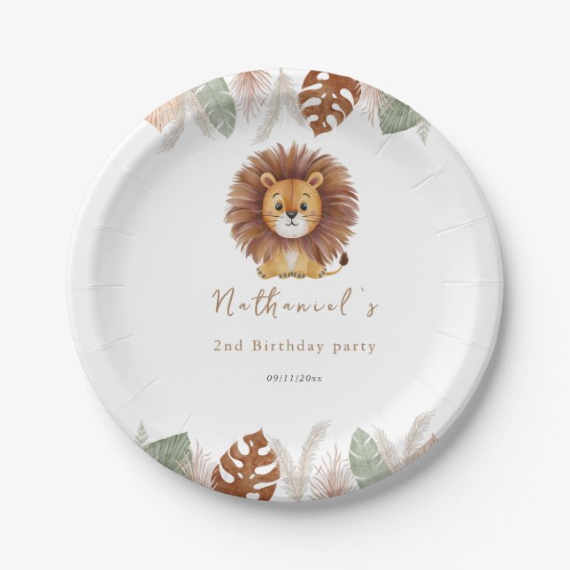 Adorable Fluffy Lion Birthday Pappteller (Vorderseite)