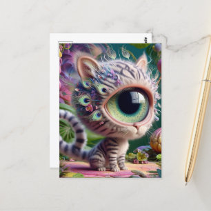 Adorable Fluffy One Mit Augen Kitten Postkarte