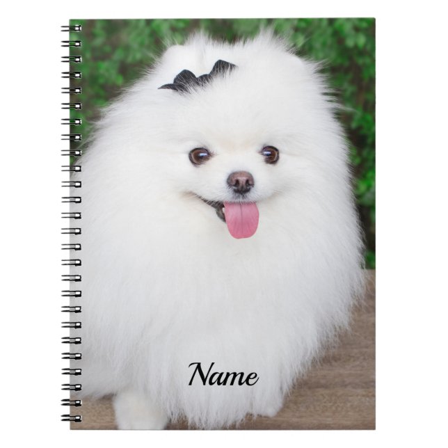 Adorable Fluffy White Puppy Dog Notizblock (Vorderseite)
