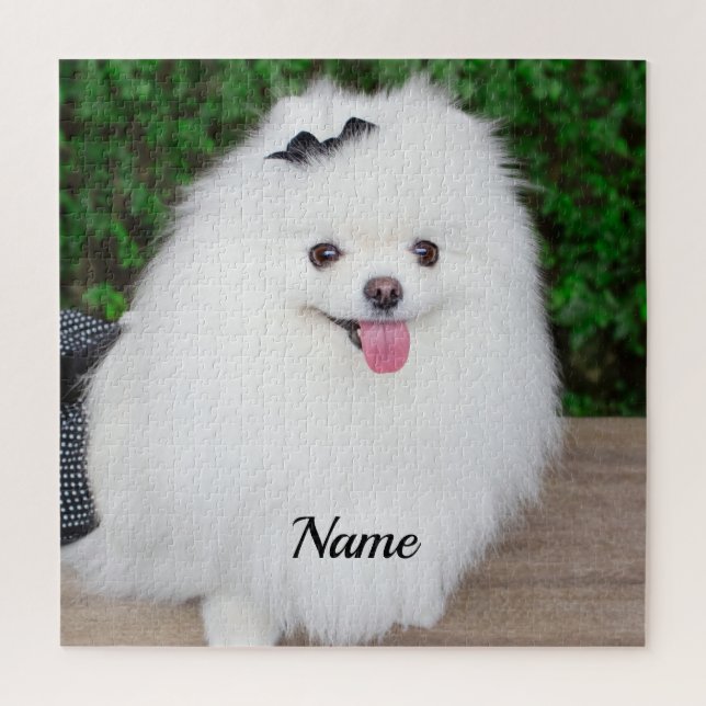 Adorable Fluffy White Puppy Dog Puzzle (Vertikal)
