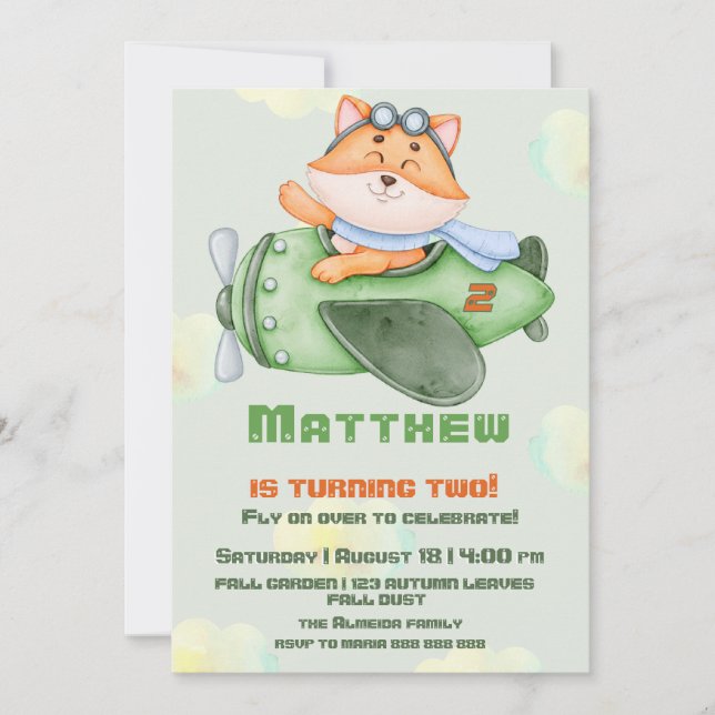 Adorable Flying Fox Geburtstagsparty Einladung (Vorderseite)