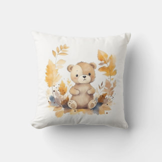 Adorable Forest Friend: Baby Bear in Blätter Kissen