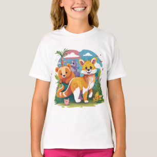 Adorable Forest Friends Cartoon Tierwelt Illustrat T-Shirt