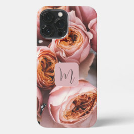 Adorable Foto Monogramm Kalligraphie Name Rosa Ros iPhone 13 Pro Max Hülle