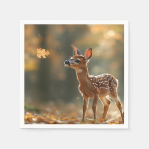 Adorable Fowl Watt ein fallendes Leaf in einer Ser Serviette