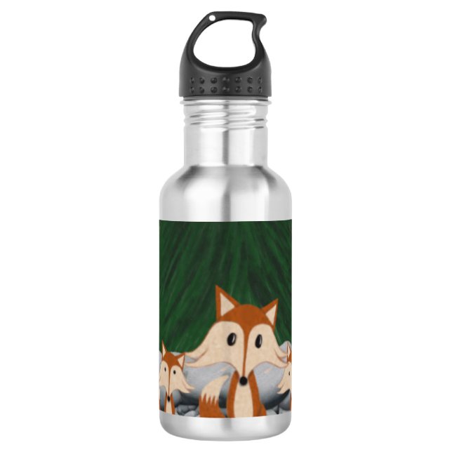 Adorable Fox Family Edelstahlflasche (Vorderseite)