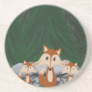 Adorable Fox Family Getränkeuntersetzer