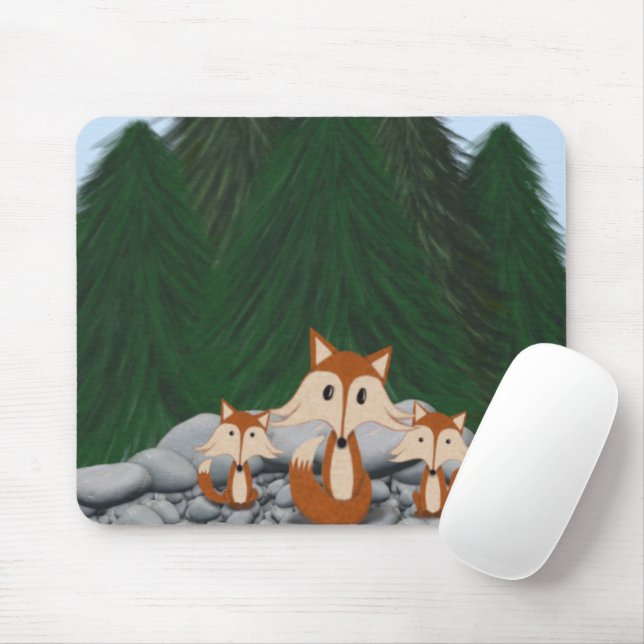 Adorable Fox Family Mousepad (Mit Mouse)