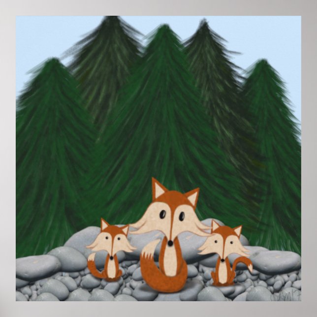Adorable Fox Family Poster (Vorne)