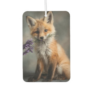 Adorable Fox Kit mit Lavendel-Blume Autolufterfrischer