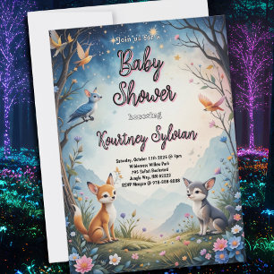 Adorable Fox Kits Woodland Babydusche Einladung