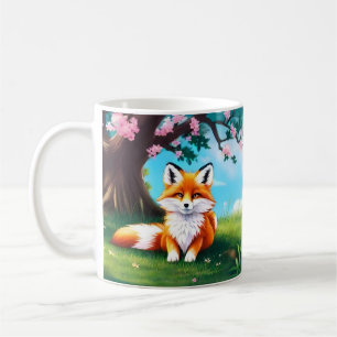 Adorable Fox sitzend unter Tree-68563 Kaffeetasse