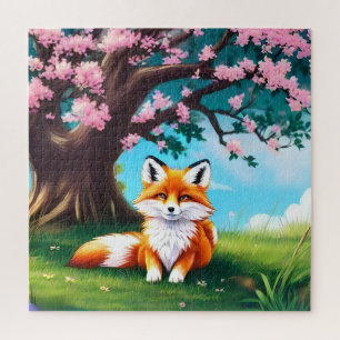 Adorable Fox sitzend unter Tree-68563 Puzzle