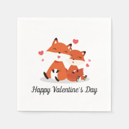 Adorable Foxes Couple Valentine | Serviette