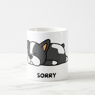 Adorable französische Bulldogin "sorry" Tasse
