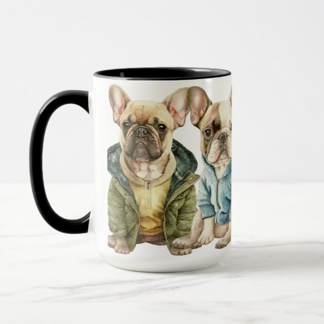 ADORABLE FRANZÖSISCHE BULLDOGS MIT SWEATERN TASSE (Links)