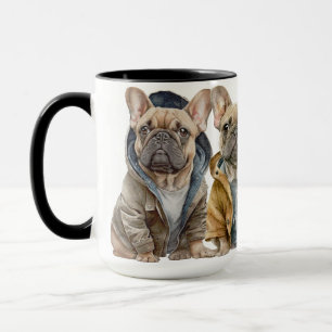 ADORABLE FRANZÖSISCHE BULLDOGS MIT SWEATERN TASSE
