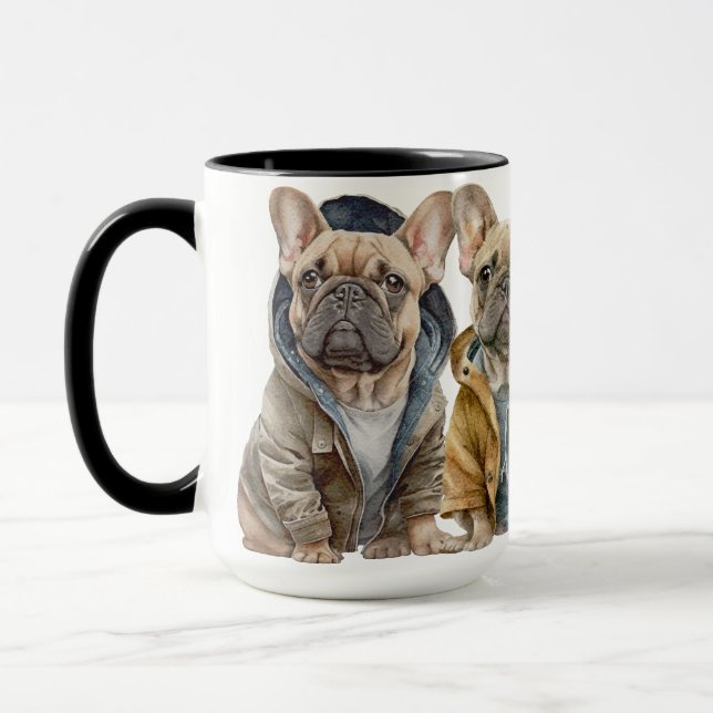ADORABLE FRANZÖSISCHE BULLDOGS MIT SWEATERN TASSE (Links)