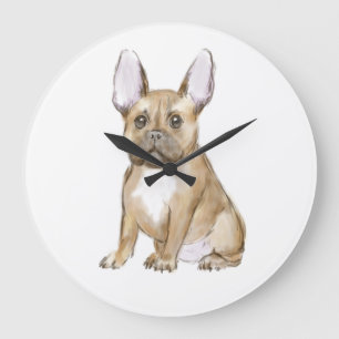 Adorable french bulldog puppy große wanduhr