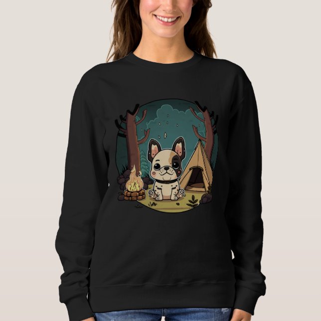 Adorable Frenchie Enjoying a Camping Trip in the F Sweatshirt (Vorderseite)