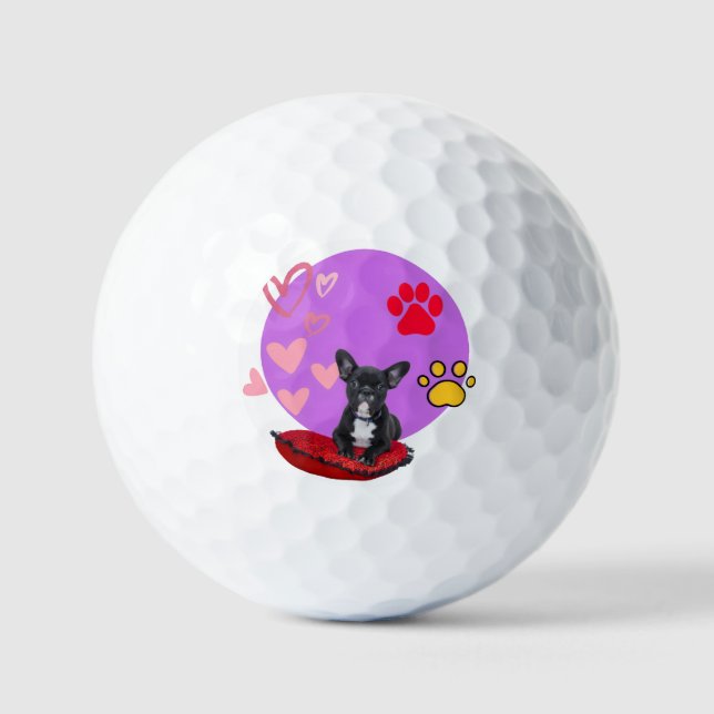 Adorable frienchie puppy with hearts  golfball (Vorderseite)