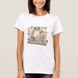Adorable Frog beim Lesen eines Buches T-Shirt