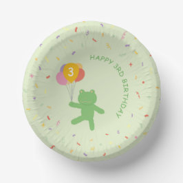 Adorable Frog Holding Balloon Birthday Paper Bowls Pappteller