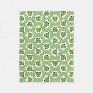 Adorable Frog Muster Apple Green Fleece Blanket