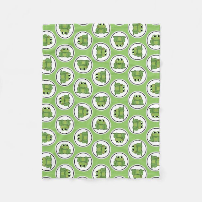 Adorable Frog Muster Apple Green Fleece Blanket (Vorderseite)