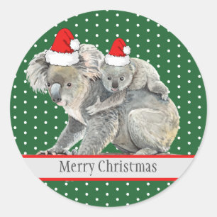 Adorable frohe Weihnachten Koala Bären Familie Runder Aufkleber