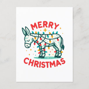 Adorable Frohe Weihnachts-Donkey Postkarte