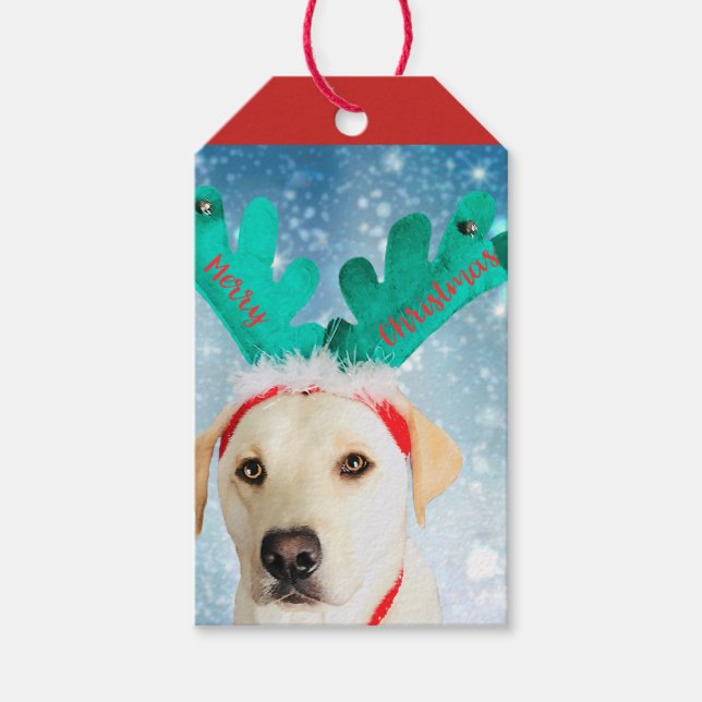 Adorable frohe Weihnachts Labrador Hund Geschenkanhänger (Vorderseite)