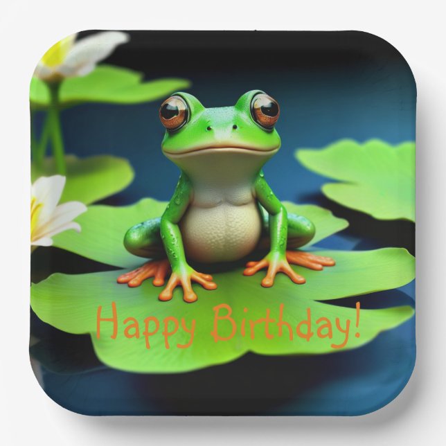 Adorable Frosch Birthday Pappteller (Vorderseite)