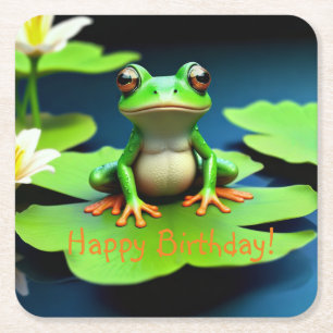 Adorable Frosch Birthday Rechteckiger Pappuntersetzer