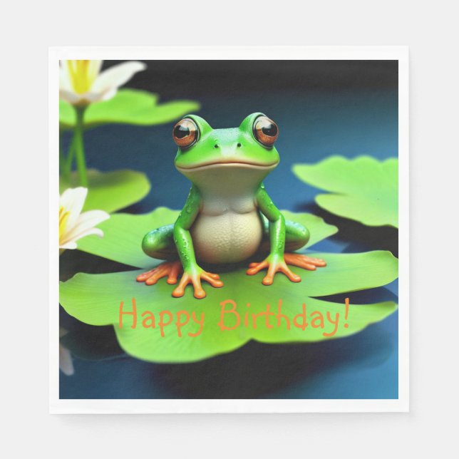 Adorable Frosch Birthday Serviette (Vorderseite)