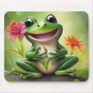 Adorable Frosch mit Blume Mauspad