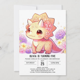 Adorable Fun Dinosaur Digitaler Geburtstag Einladung