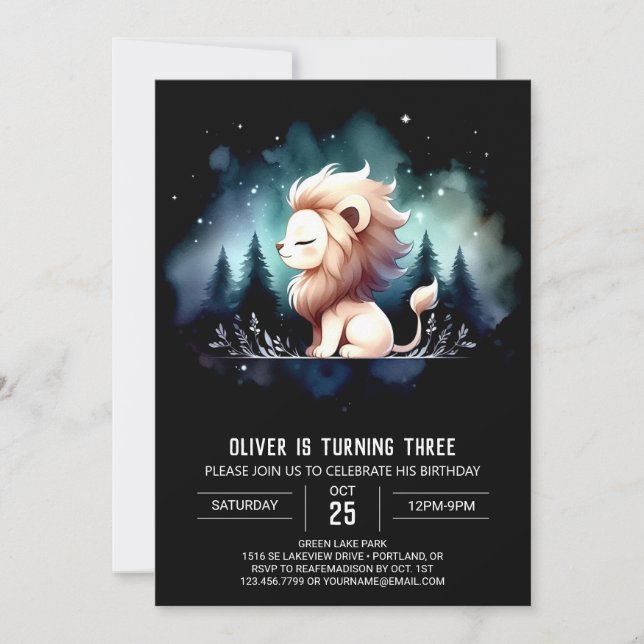 Adorable Fun Lion Birthday Einladung (Vorderseite)