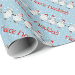 Adorable FUNNY Fleece Navidad Christmas Sheep Geschenkpapier<br><div class="desc">SIE WÄHLEN die Hintergrundfarbe - Ändern Sie diese hellblau in jede gewünschte Farbe - Niedliches Schaf im Schnee mit der Weihnachtsnachricht Fleece Navidad</div>